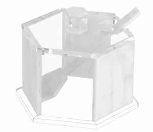 Picture of Lucite Hexagon Honey Dish with Spoon Marble Design White